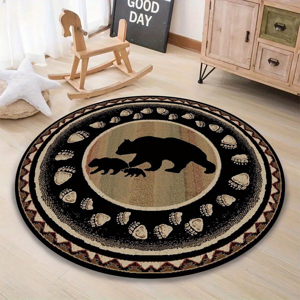 

800g/m2 Bear & Round Rug - Office Chair Mat For Decor