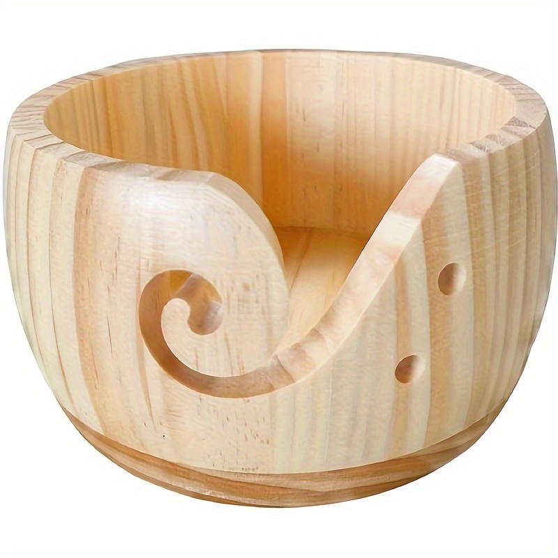 Image of Elegant Portable Wooden Yarn Bowl - Your Knitting, Knot-free & Organized