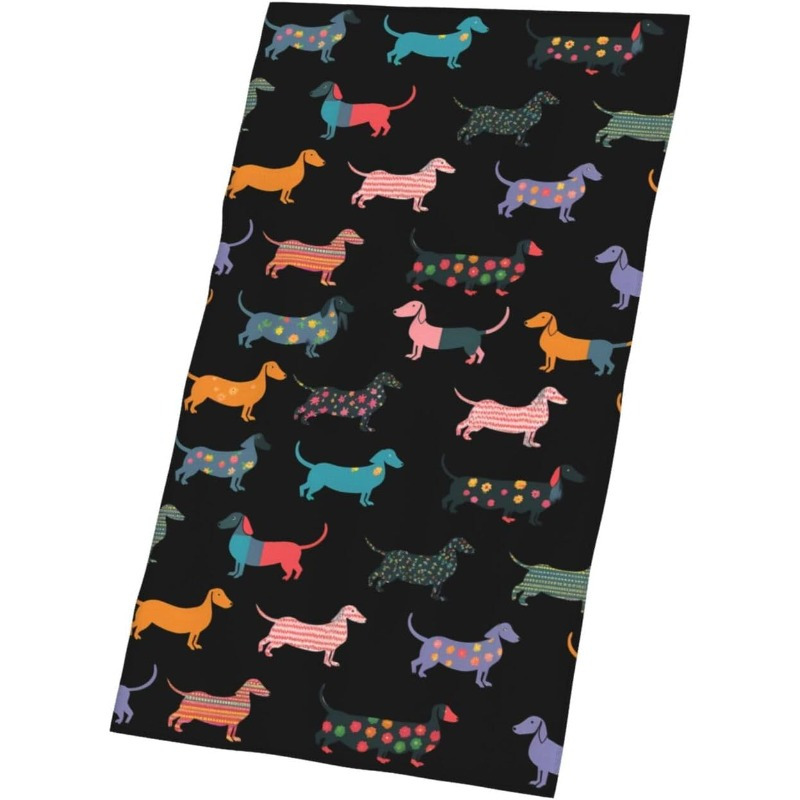 

18 X 26 Inches Black Cartoon Dachshund Puppy Decorative Hand Towel - Machine Washable, Super Soft, Contemporary Design, Kitchen Towel, Animal Theme, Rectangular Shape, Viscose Cover Material