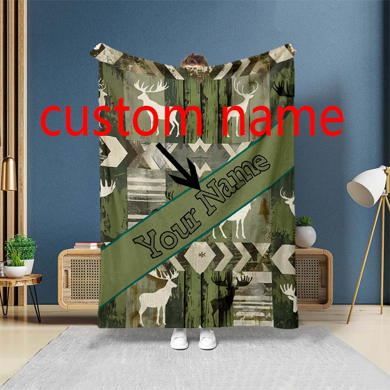 

Personalized Custom Name Blanket With Print - Perfect Gift For Birthdays, Christmas, Home Decor, Office Naps, Camping, Travel - Contemporary Style With Animal Theme - Suitable For All Seasons