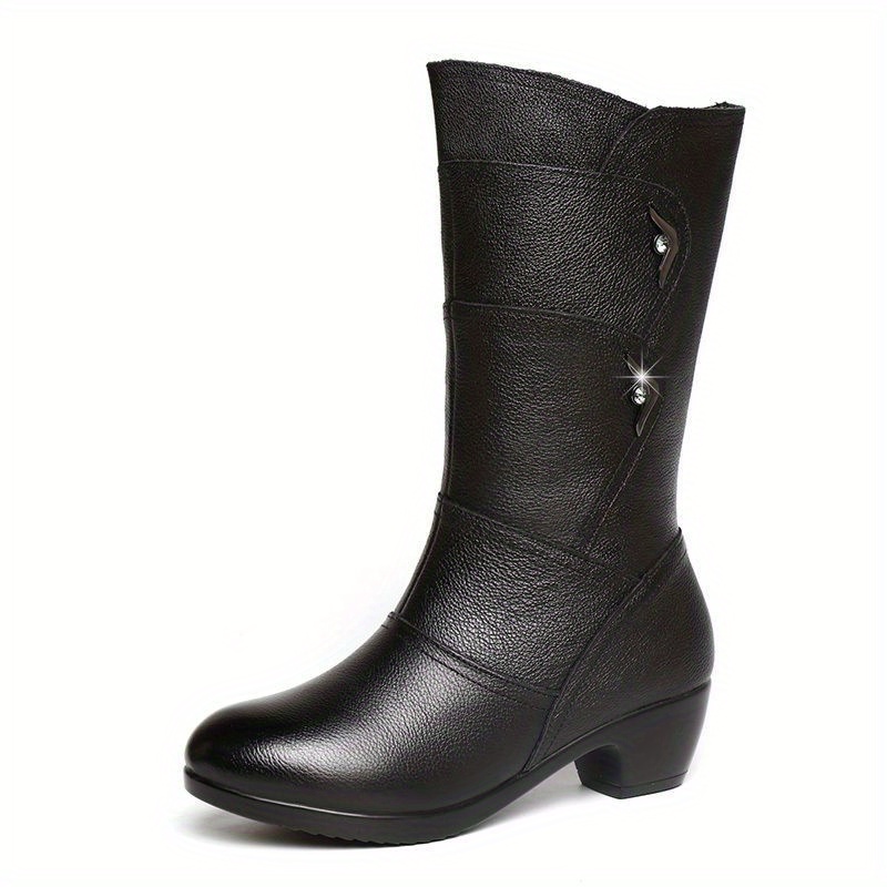 

Women's Wedge Boots Mid-calf Boots, Low Heel Ankle Boots, Single Boot Flat Fleece Mid-boot Soft Mother Boots