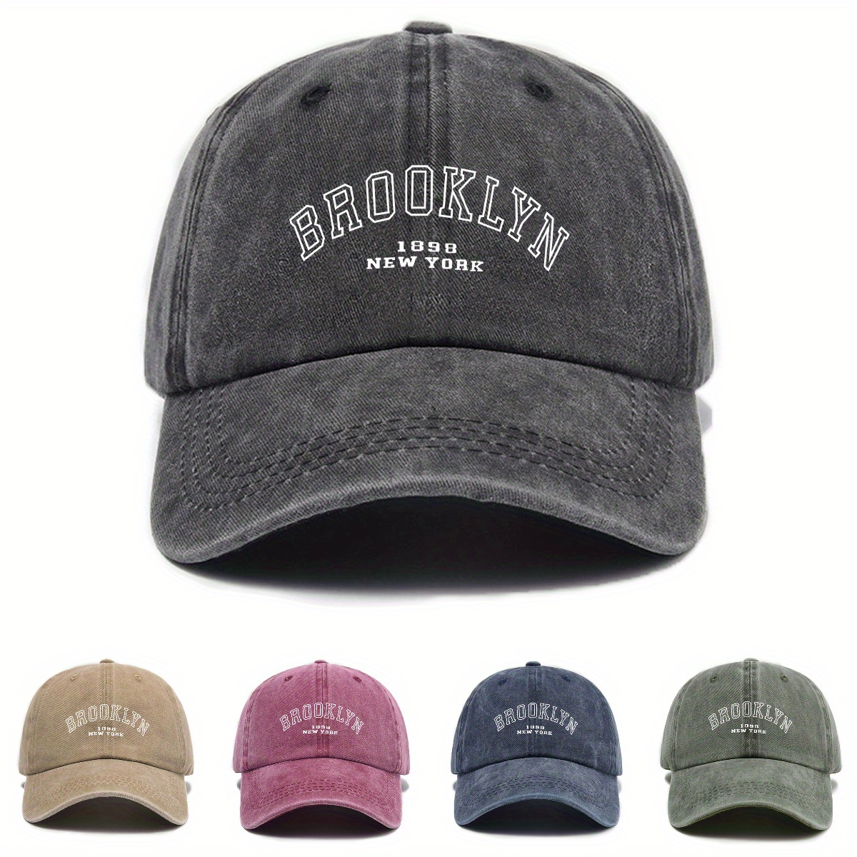 

Brooklyn 1859 New York Adjustable Baseball Cap - Woven Polyester Urban Style Cap With Sun Protection, Vintage Embroidery Design Unisex Hat