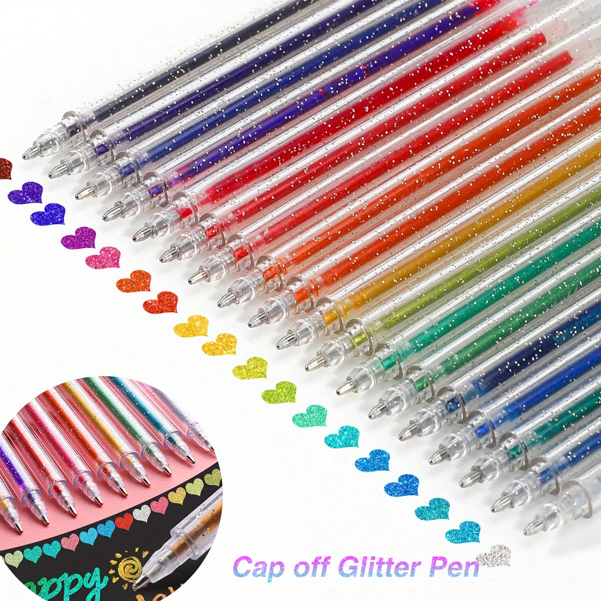 Glitter Gel Pens 18 Colors Neon Glitter Pens Art Markers Colored Gel Pens  for Coloring Book, Drawing Journaling, Sparkle Pen Party&Hallowe