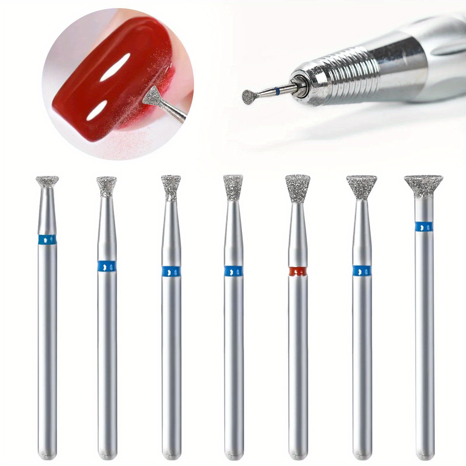 

7pcs Nail Drill Bit Set, 3/32" Shank For Acrylic Gel Nail Cleaning, Unscented Cuticle Dead Skin Removal Tool Kit With Mixed Sizes