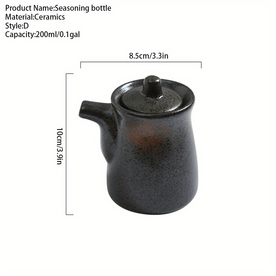 Image of 1pc Retro Individual High Aesthetic Home Kitchen Utensil Seasoning Pot Japanese Ceramic Soy Sauce Pot Vinegar Pot Restaurant Hotel Oil Pot