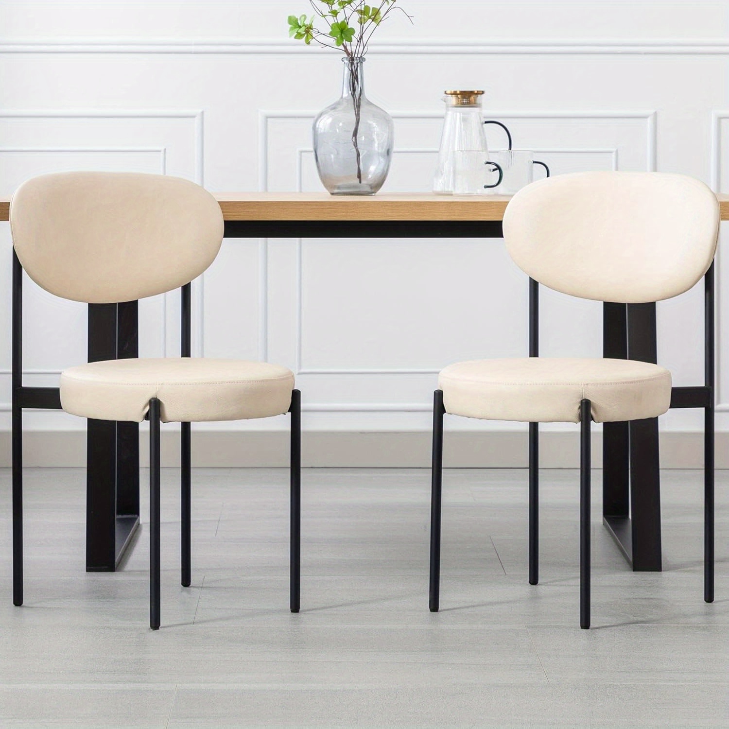 

2 Pcs Modern And Exquisite With Metal Legs And Armless Cushioned Office Chairs, With Oval Open Backrest Chairs, Suitable For Restaurants/ Offices