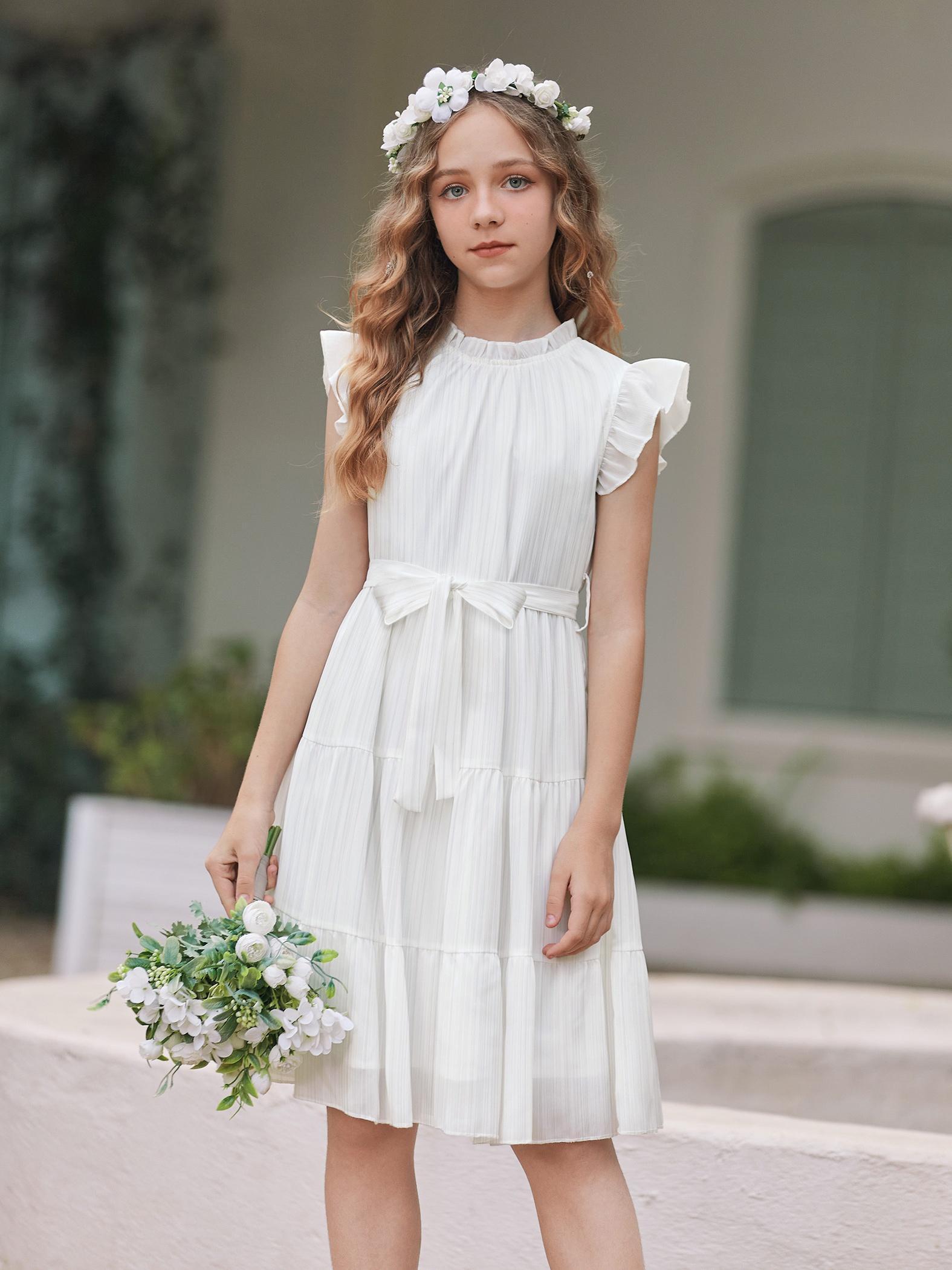 teen summer dress formal pleated sleeve a line casual - Temu