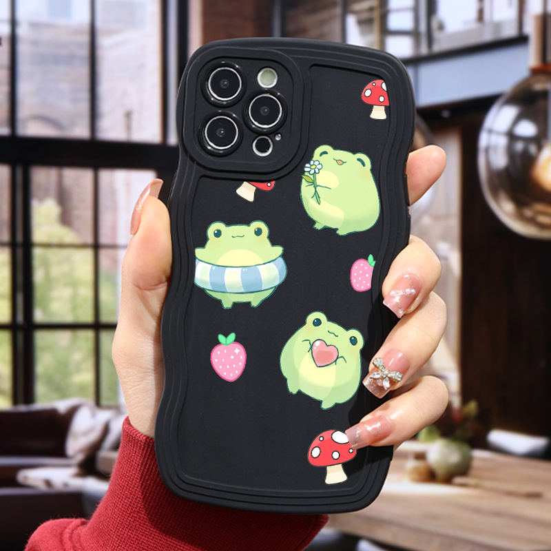 frog pattern phone case with invisible holder for iphone 14 11 pro