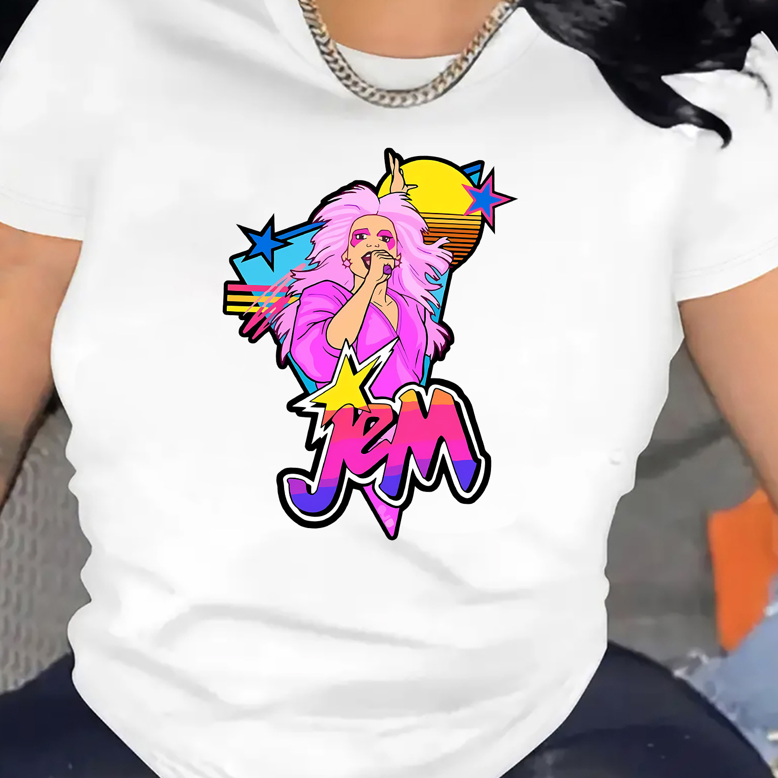 

Funny Cartoon Printed T-shirt, Casual Round Neck Short Sleeved Top For , Women's Clothing