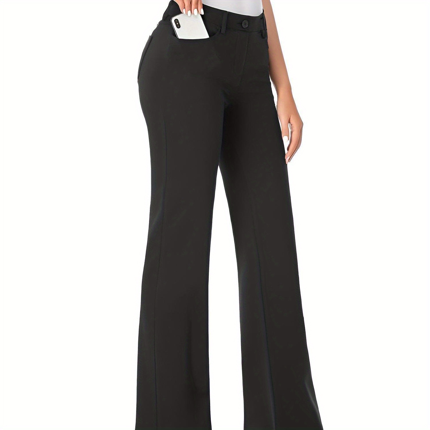 

Women's Bussiness Style Slight Flared Pants Skinny Stretchy Bootcut Dress Pants With Pockets