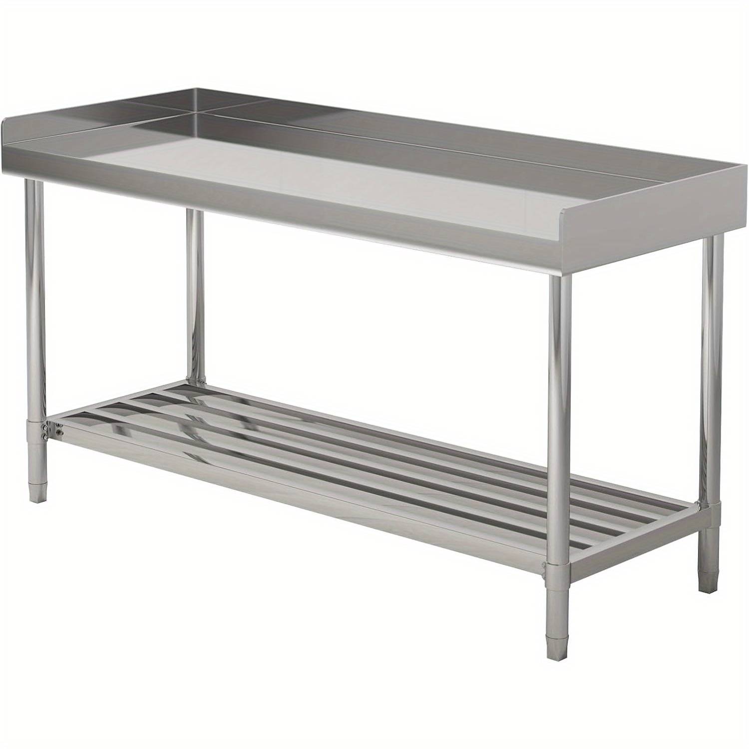 

Stainless Steel Work Table With Backsplash And Sidesplashes, 24 X 48 Inches Steel Workshop Table, Commercial Prep Table With Undershelf For Kitchen Restaurant Garage Laundry