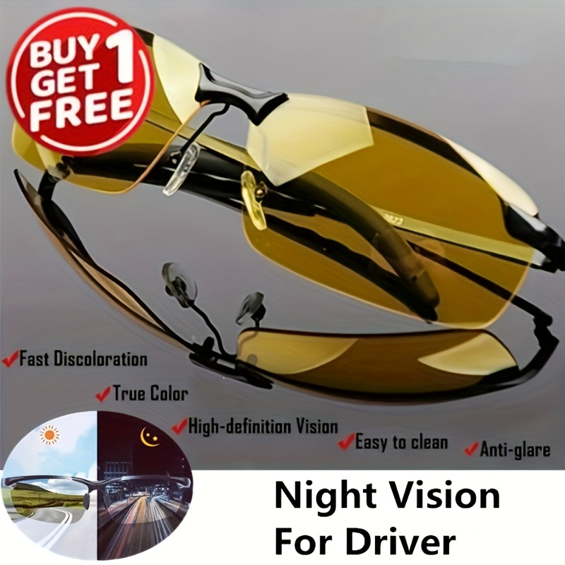 

Night Vision Driving Glasses - Buy 1 Get 1 Free - Rectangular Half Frame Design - Suitable For Men And Women - Ac Lens Material - Pc Frame Material - Perfect For Golf And Daily Casual Wear