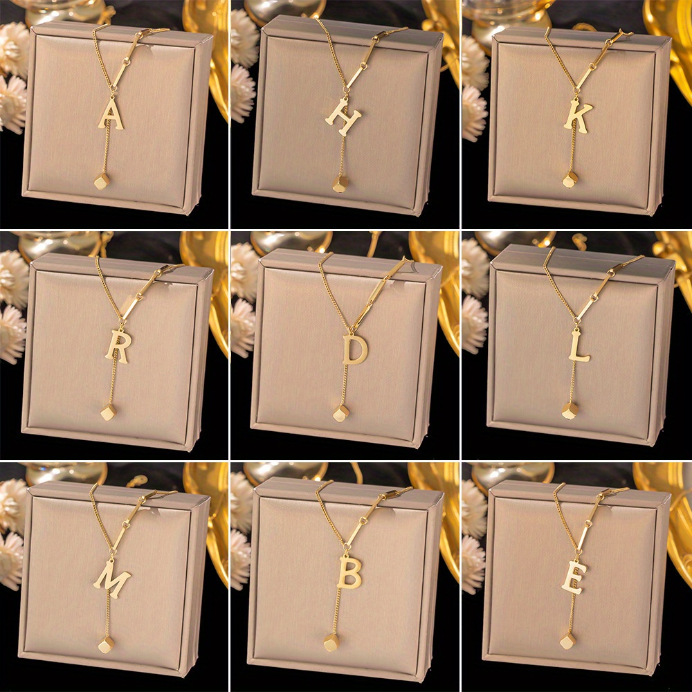 

Non Fading Titanium Steel Necklace, Fashionable Design, Simple Square Pendant, Chain, Cold And Neck Chain