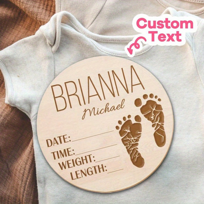 

1pc Customizable Wooden Announcement Plaque - Personalized & - Round Tag For Photo Props And