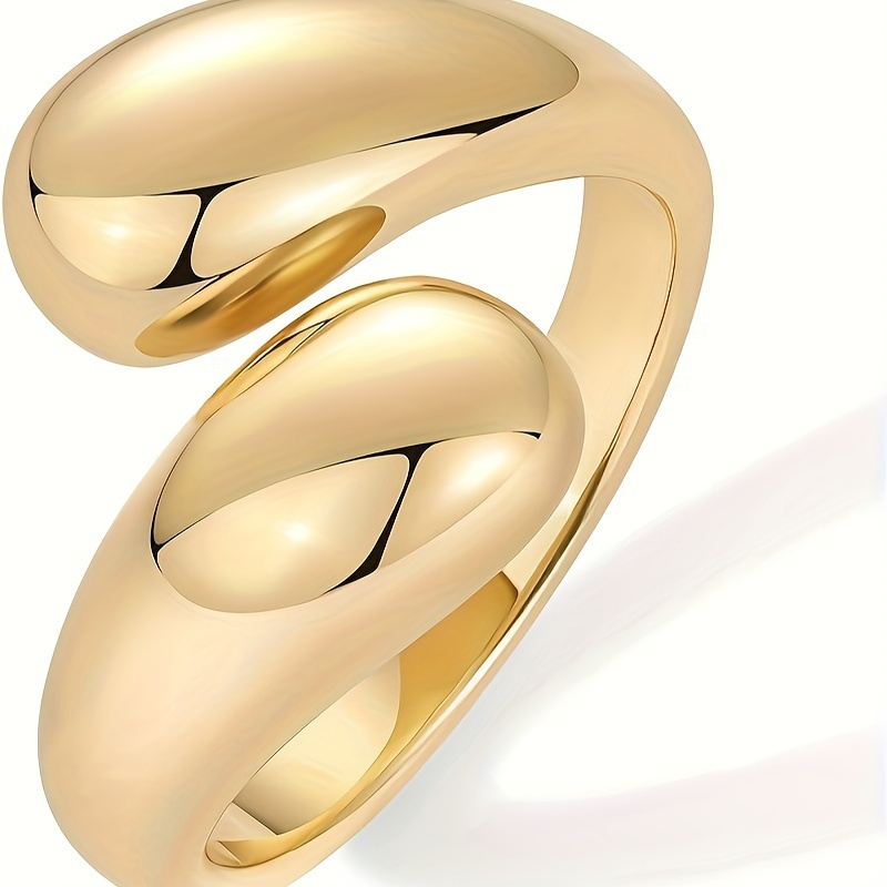 

14k Golden Plated Chunky Open Twist Stackable Rings For Women | Bold Crossover Statement Ring Band