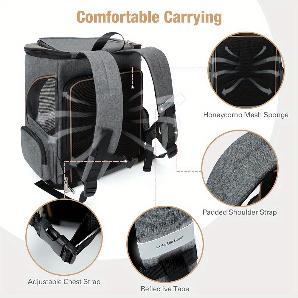 Extra Large Foldable Pet Backpack Carrier for Cats and Small Dogs