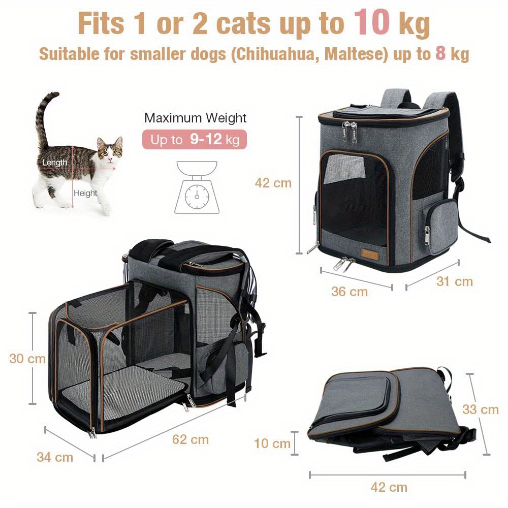 Extra Large Foldable Pet Backpack Carrier for Cats and Small Dogs