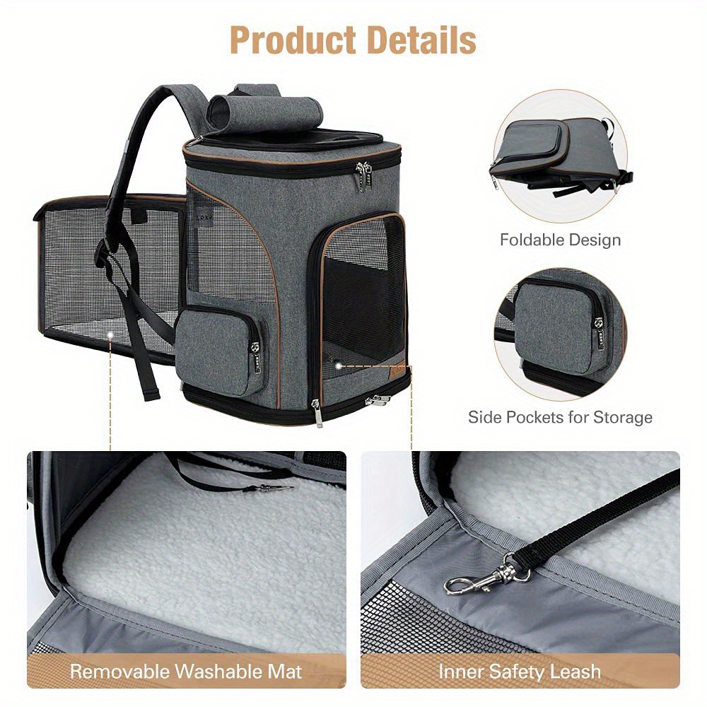 Extra Large Foldable Pet Backpack Carrier for Cats and Small Dogs