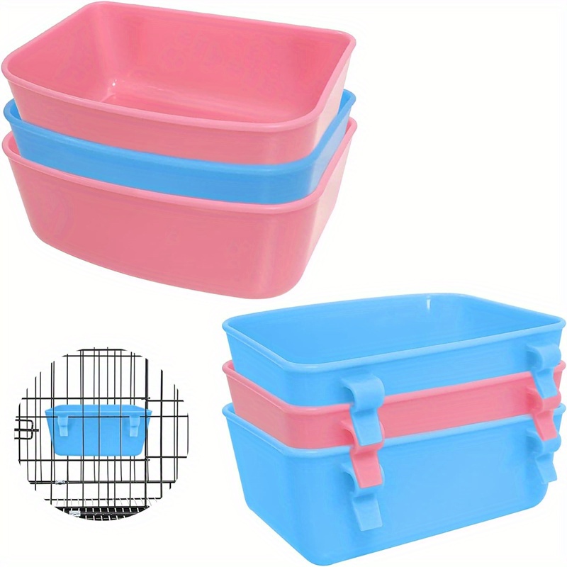 

6pcs & Pink Hanging Pet Feeders - Plastic Food & Water Containers With For Birds, , Mice, Rats, Rabbits, Guinea Pigs - Easy-clean Cage Accessories