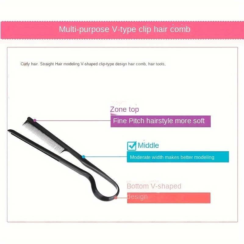 Professional V-Shaped Hair Styling Comb - Casual Plastic Finishing Comb for Straightening & Cutting - Practical Hairdressing Tool