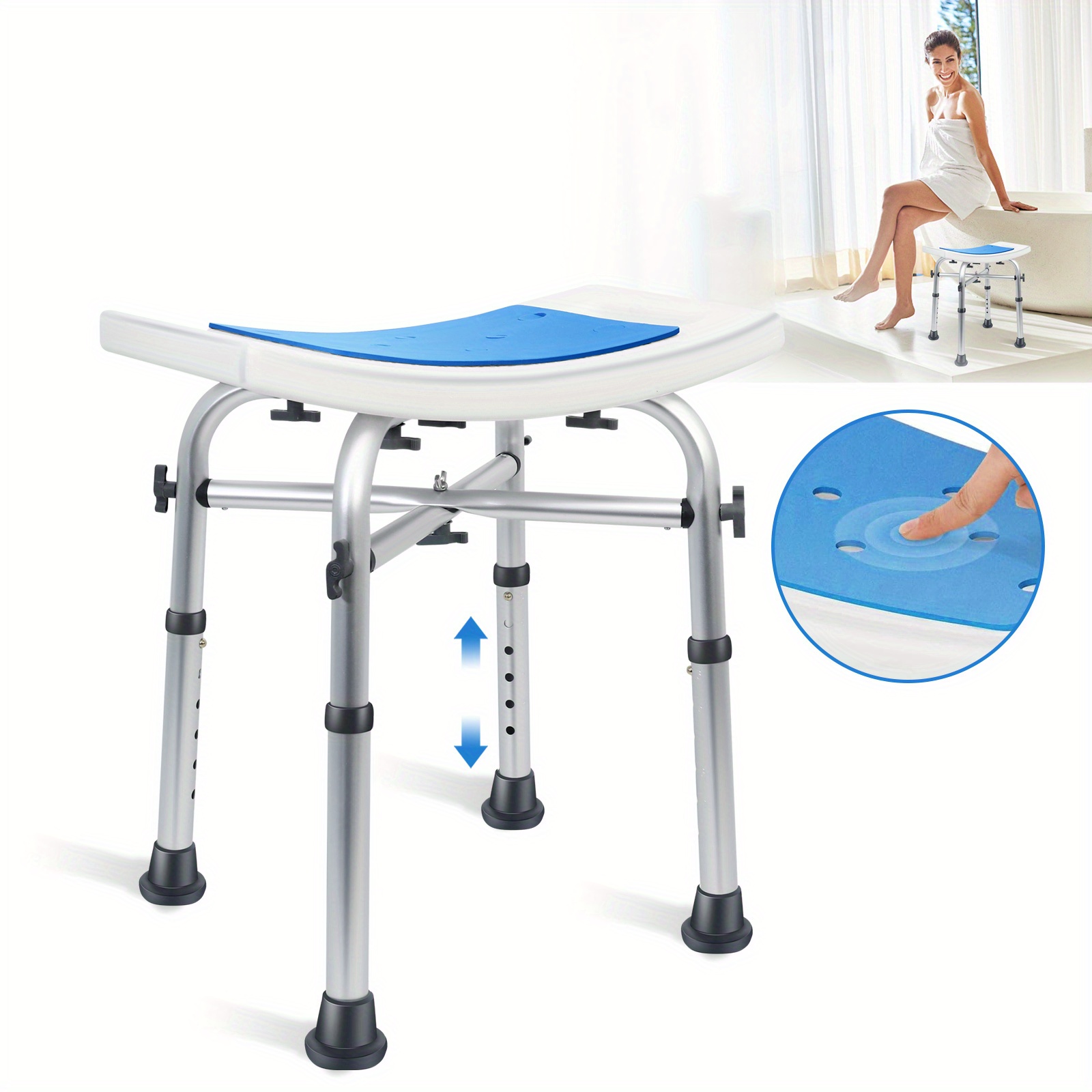 

Upgraded Stool, Stool Suction Feet, For Or Tub, Bathroom Bath For Elderly And Disabled,