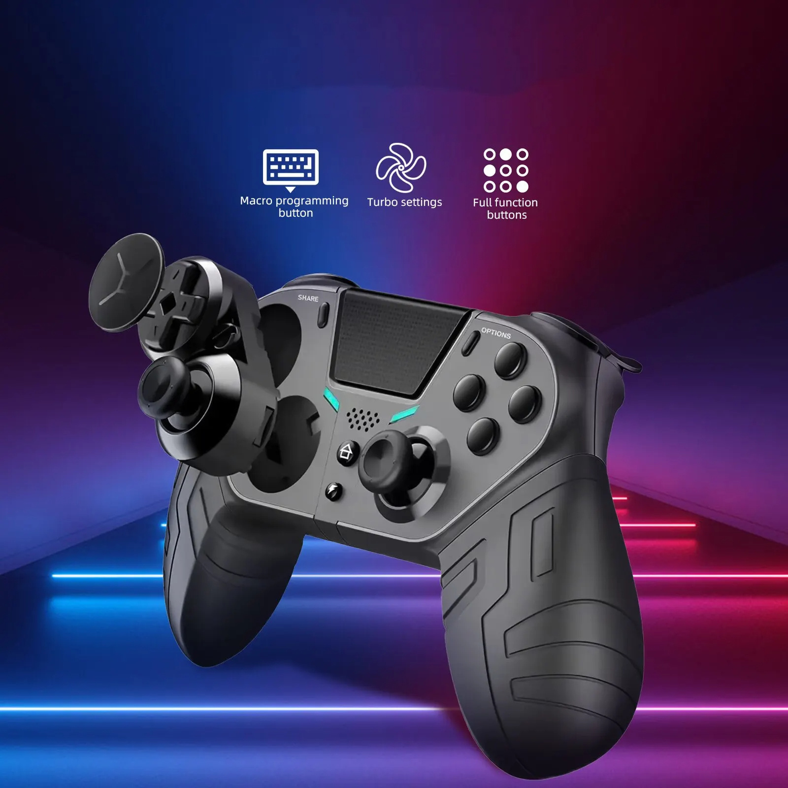 

Wireless P4 Controller With 3 Programmable Back Buttons -control Back Button, Game Controller Remote With Turbo/ Gyro/ Hd Dual Vibration/ Touch Panel/ Led, Multi-functional Detachable