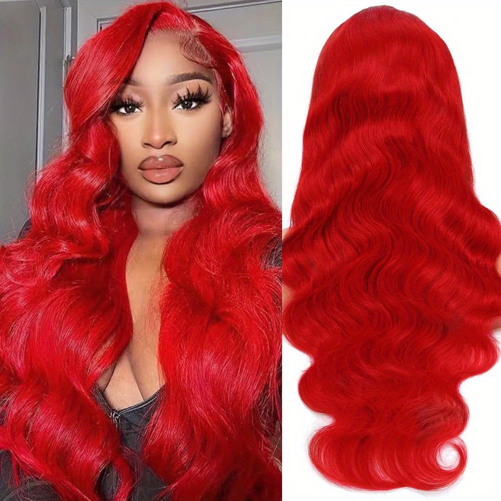 red lace front wigs human hair 13x4 hd red lace Temu