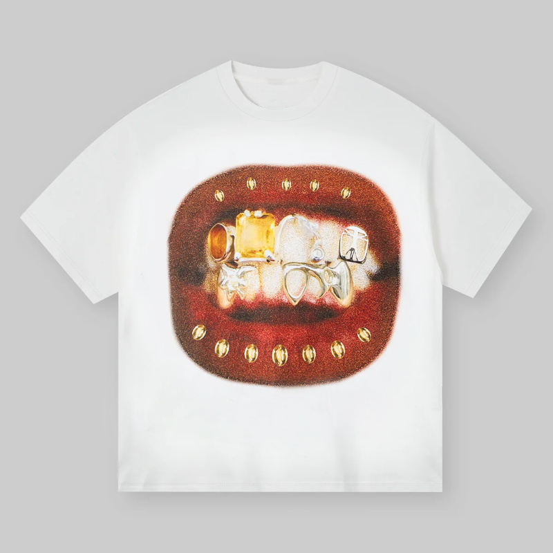 

Lips Graphic Print T-shirt, Men's T-shirt, Summer Casual Short Sleeve T-shirt