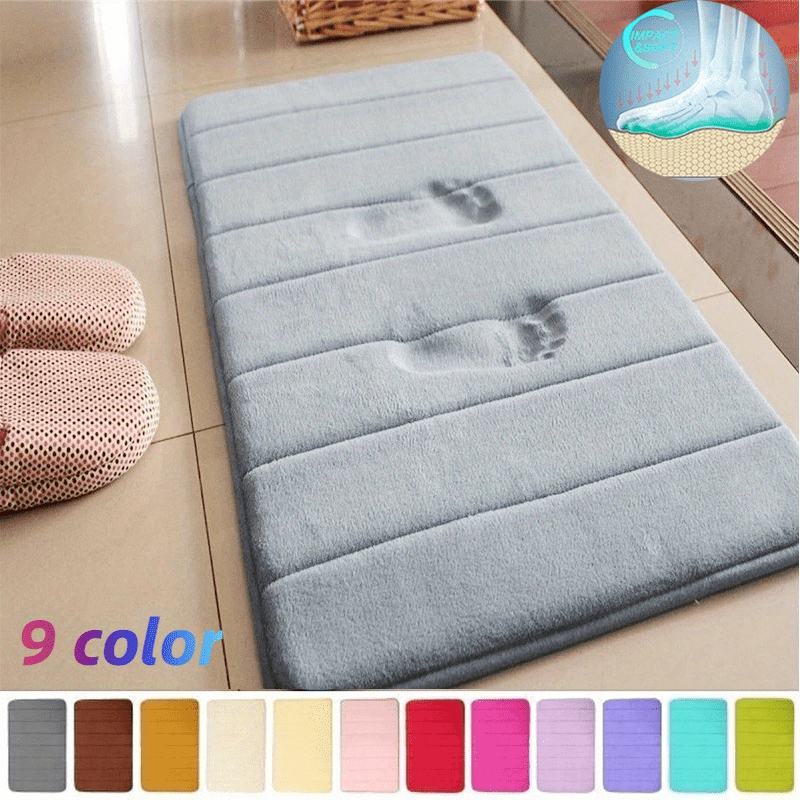 soft and quick drying bath mat memory foam non slip and absorbent for kids grey plush carpet for bathroom use details 1