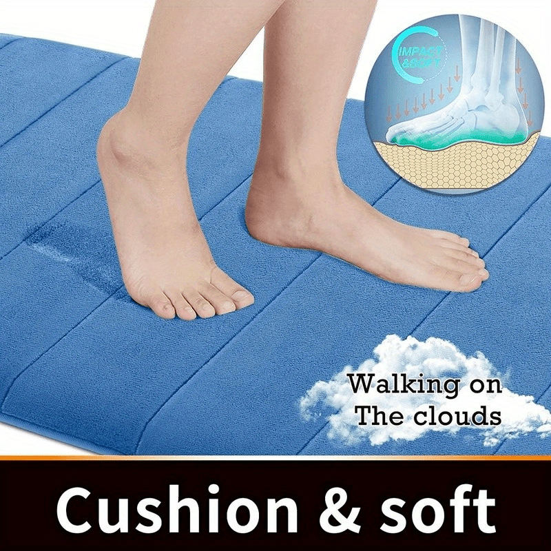 soft and quick drying bath mat memory foam non slip and absorbent for kids grey plush carpet for bathroom use details 4