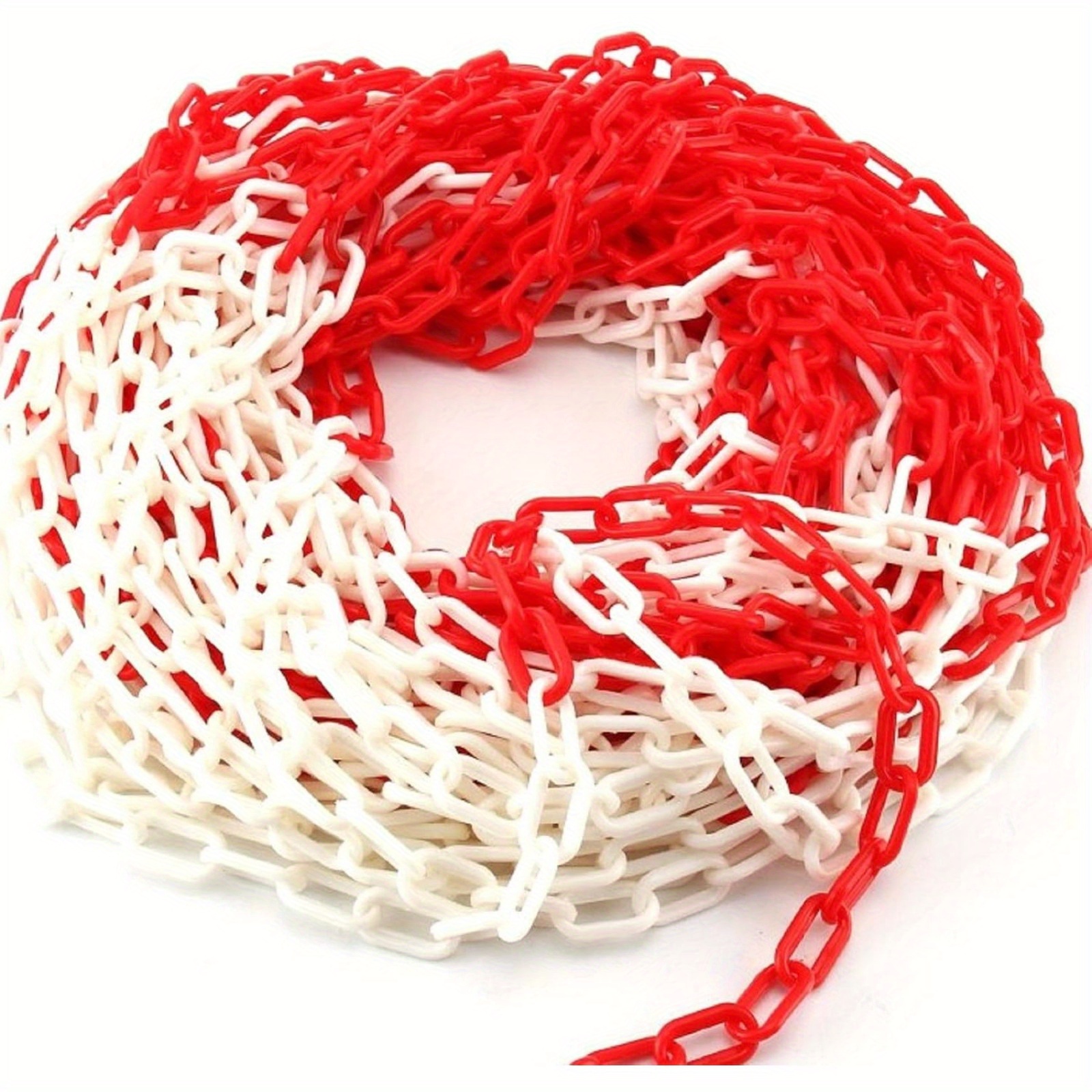 30m 6mm Absperrkette Warnkette Plastikkette Kunststoffkette Sicherheit Plastik Baustellensicherungskette Kunststoff Rot Weiß Absperrkette Warnkette Sicherheit Plastik Parkplatz
