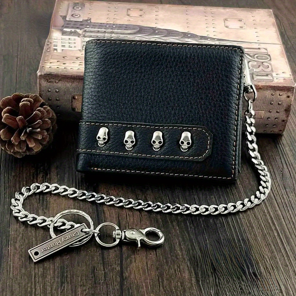 

Biker Simple Wallet Small Skull Wallet Mens Card Holder Purse