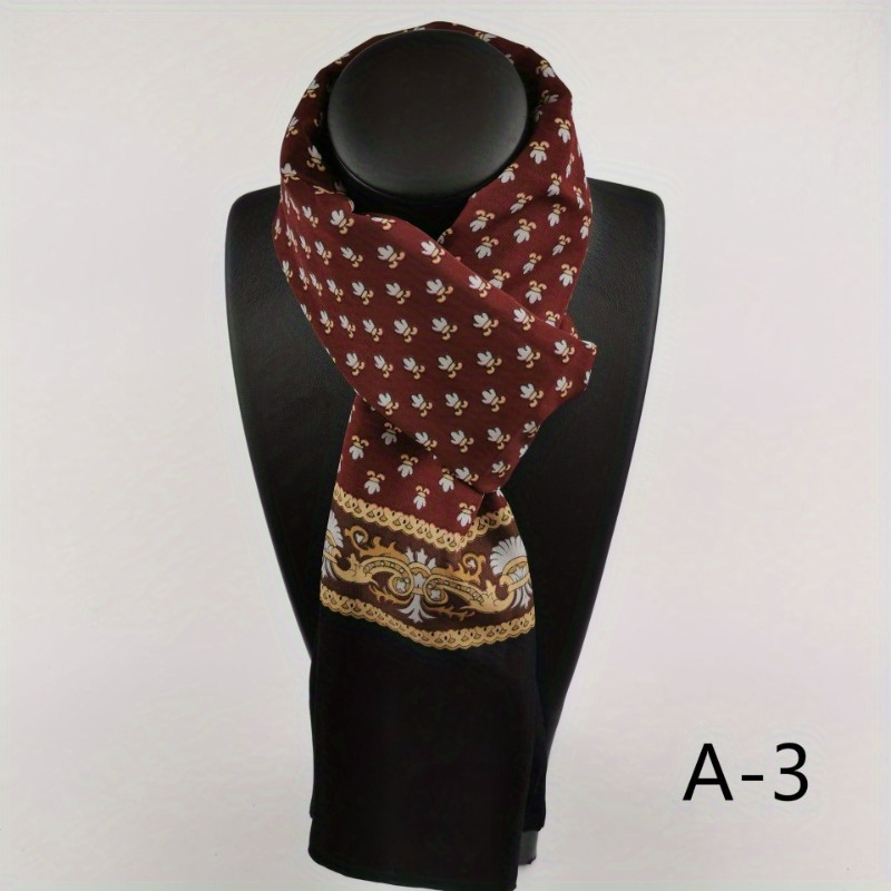 

Men's Elegant Red Floral Jacquard Scarf With Golden Paisley - Soft Polyester Long Neck Scarf For Business & Casual Wear