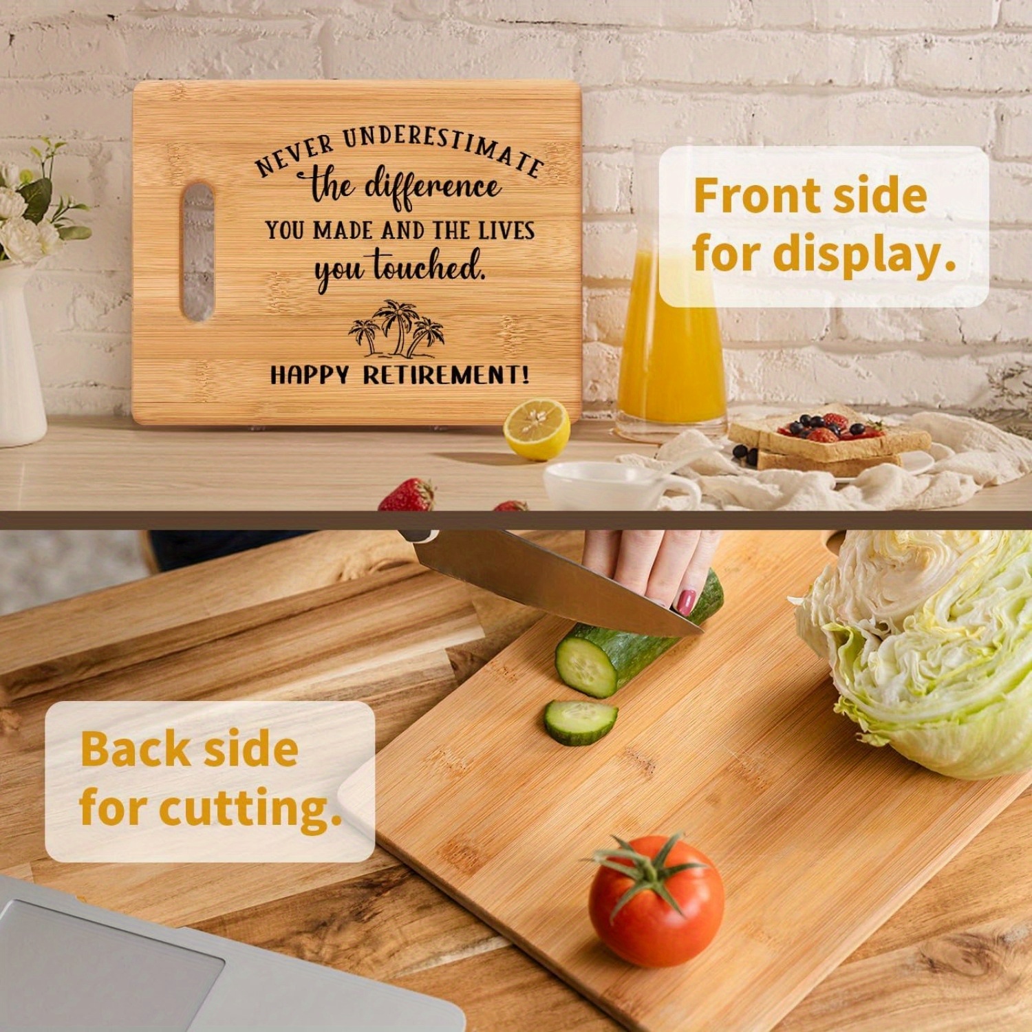 1pc bamboo cutting board retirement gifts women men bamboo Temu