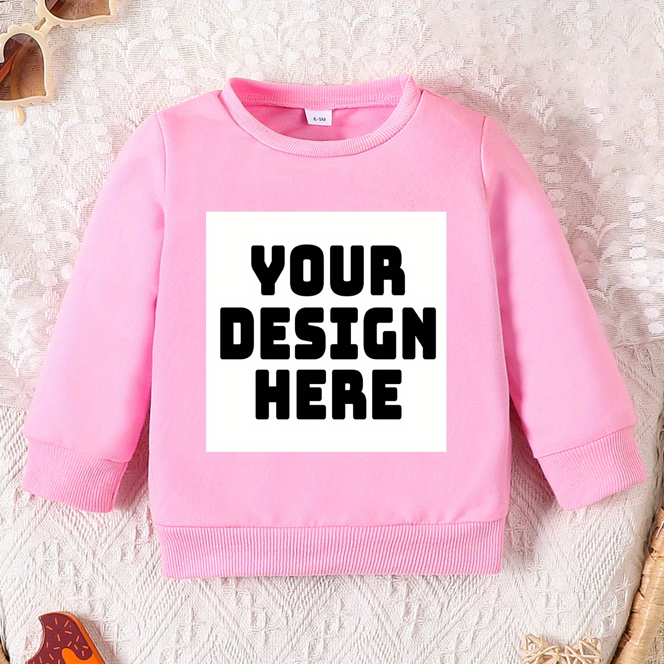 

Customized Baby's Sweatshirt, "......" Photo Customization Crew Neck Pullover, Casual Top, Toddler & Infant's Clothing