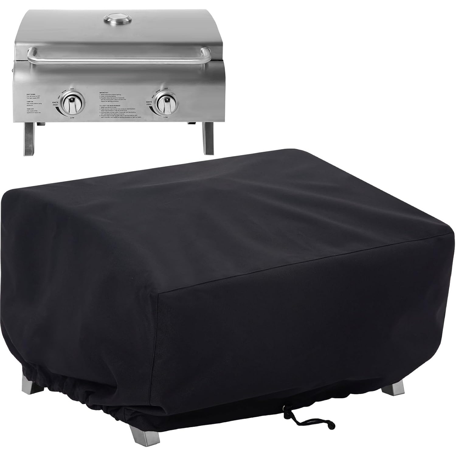 

24 Inch Table Cover For Cuisinart Cgg-306, Royal 24" Griddle, Og751, Nexgrill 820-0033, 75275 & Pb336gs And Most 2-burner Portable Grills, Come With Grill Brush