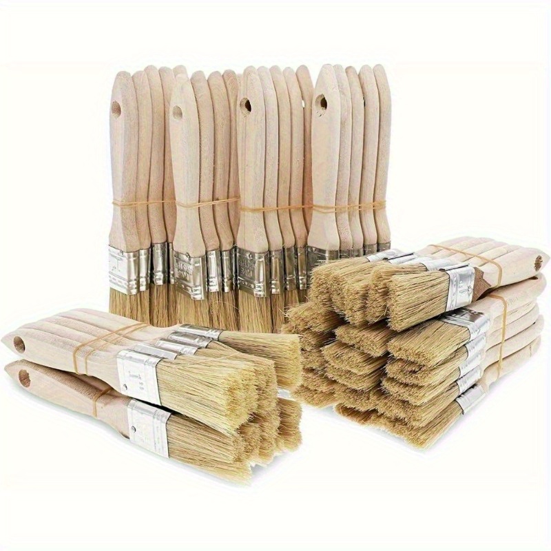 

Set Of Paint Brushes - 10 1" Flat Brush Brushes For Art, Craft, Gesso, Painting, Dyeing, , Glue Applications, Wood Handles, Indoor/outdoor, & Repair