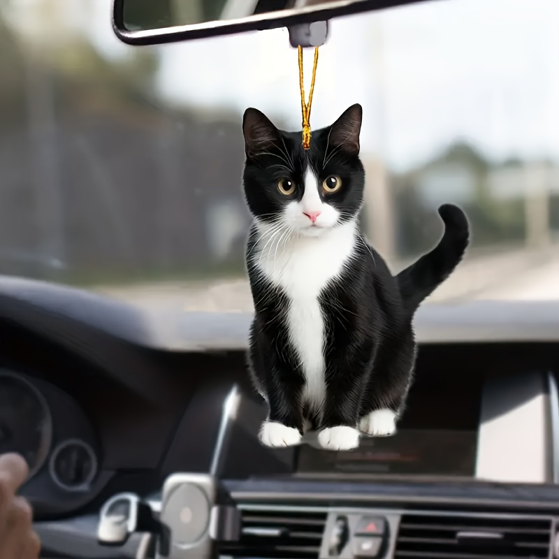 

Charming Black And White Kitten Acrylic Pendant - Perfect For Car And Bag Decoration, Ideal Gift For Birthdays And Holidays