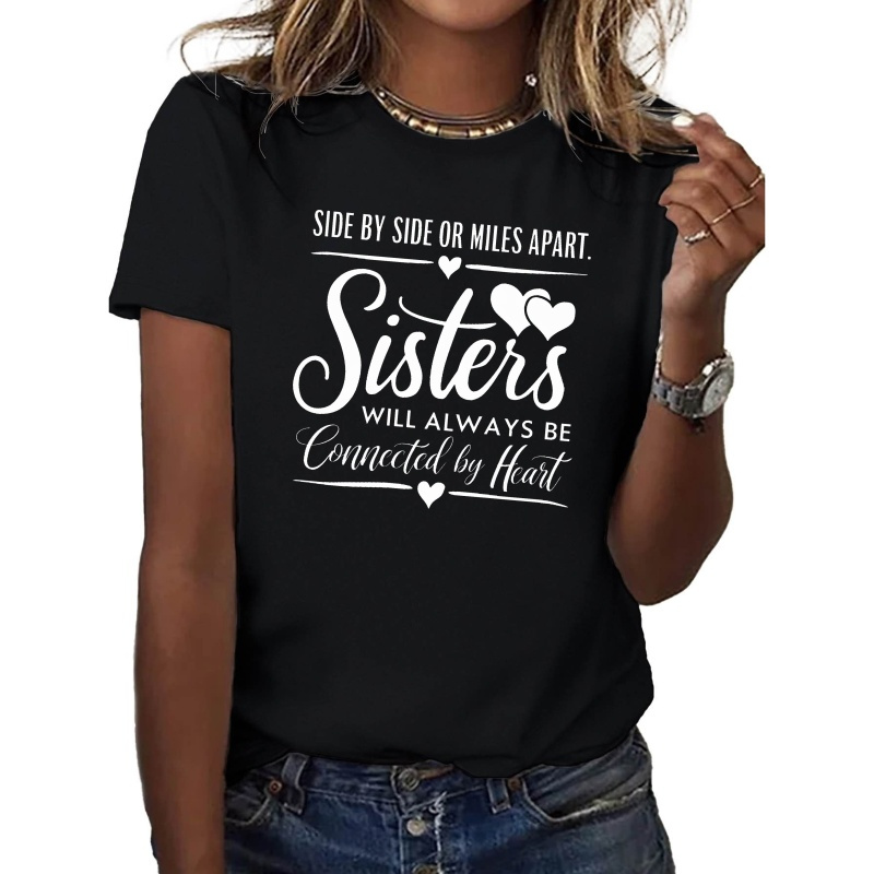 

Sisters Connected By Heart Pure Cotton Women's T-shirt, Comfort Fit