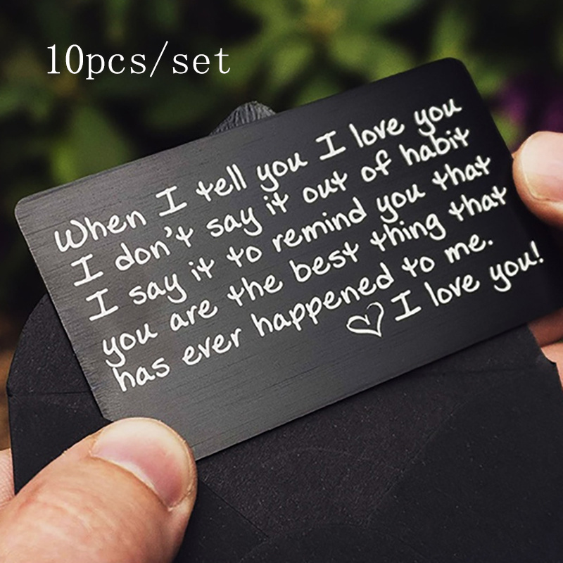 TEMU 10pc Wallet Card Love Note | Engraved Aluminum Anniversary Gifts For Men, Husband Gifts From Wife | Boyfriend Gift Idea | Valentines Day | Meaningful & Romantic Mini Wallet Insert