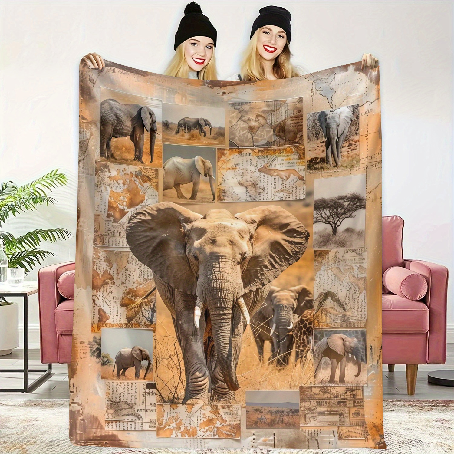 

Elephant Enthusiast's : Soft Flannel Throw Blanket - Couch, Bed, Office & Travel - Gift