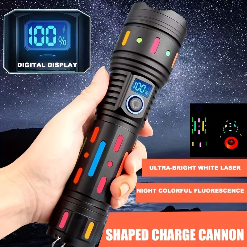 

1pc Flashlight With Fluorescent Absorbing Film, Type-c Rechargeable, Telescopic - All Aluminum Alloy!