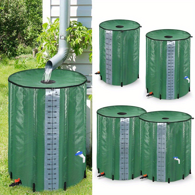 

Aufun Foldable Rain Barrel, Rainwater Barrel Water Tank, With Drain Valve And Volume Scale, Easy Storage, Rustproof And Weather-resistant, Green