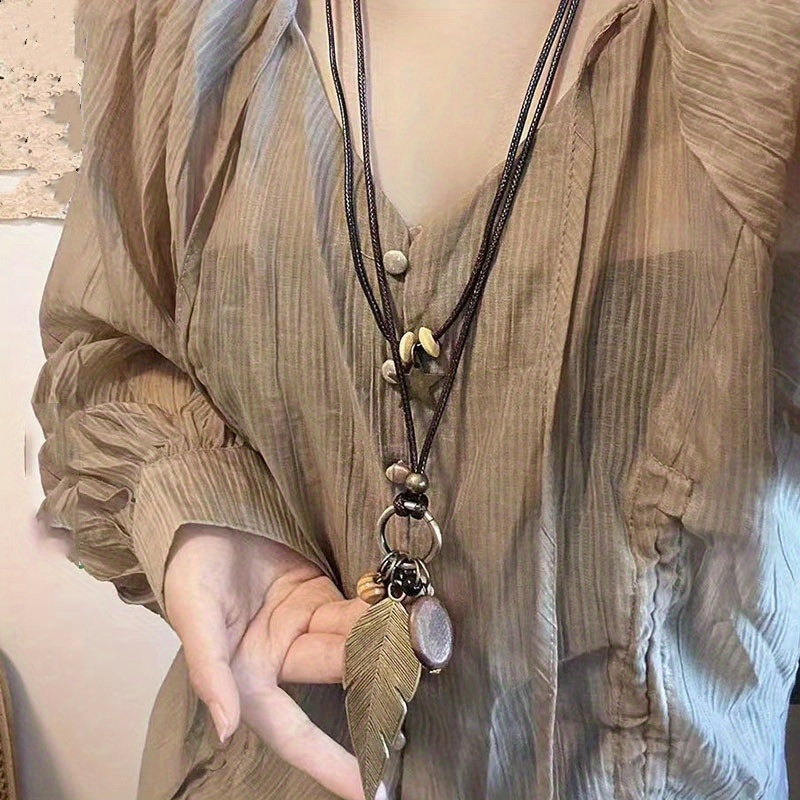 

Boho-chic Y-shaped Necklace With Feather & Star Pendants - , Alloy, Casual Attire Or Parties