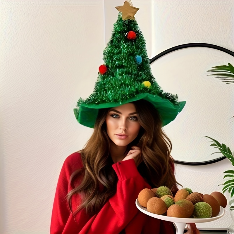 

Christmas Tree Hat For Parties - Non-electric, Featherless, Durable Plastic Material, Hand Washable - Festive Decoration Cap For Holiday Photography & Easter Gift