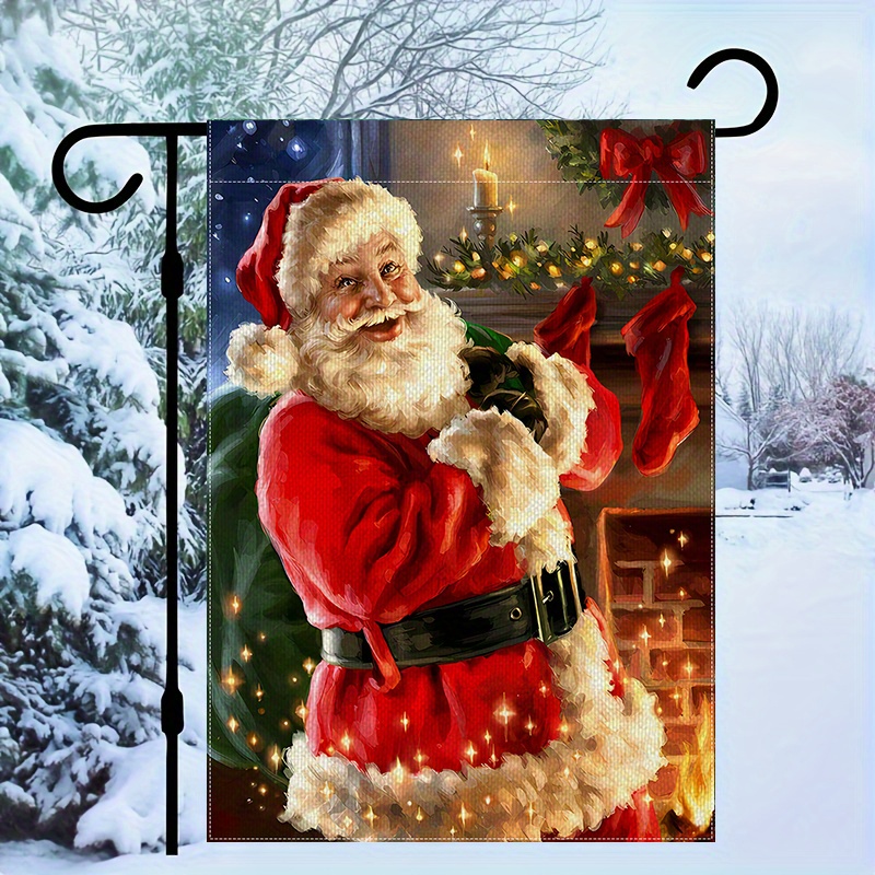 

Santa Claus Merry Christmas Garden Flag - Double-sided Polyester Yard Flag, Multipurpose Outdoor Decor, Weather-resistant Home & Garden Holiday Decoration, Fits Standard Flagpoles - 1pc, 12x18 Inches