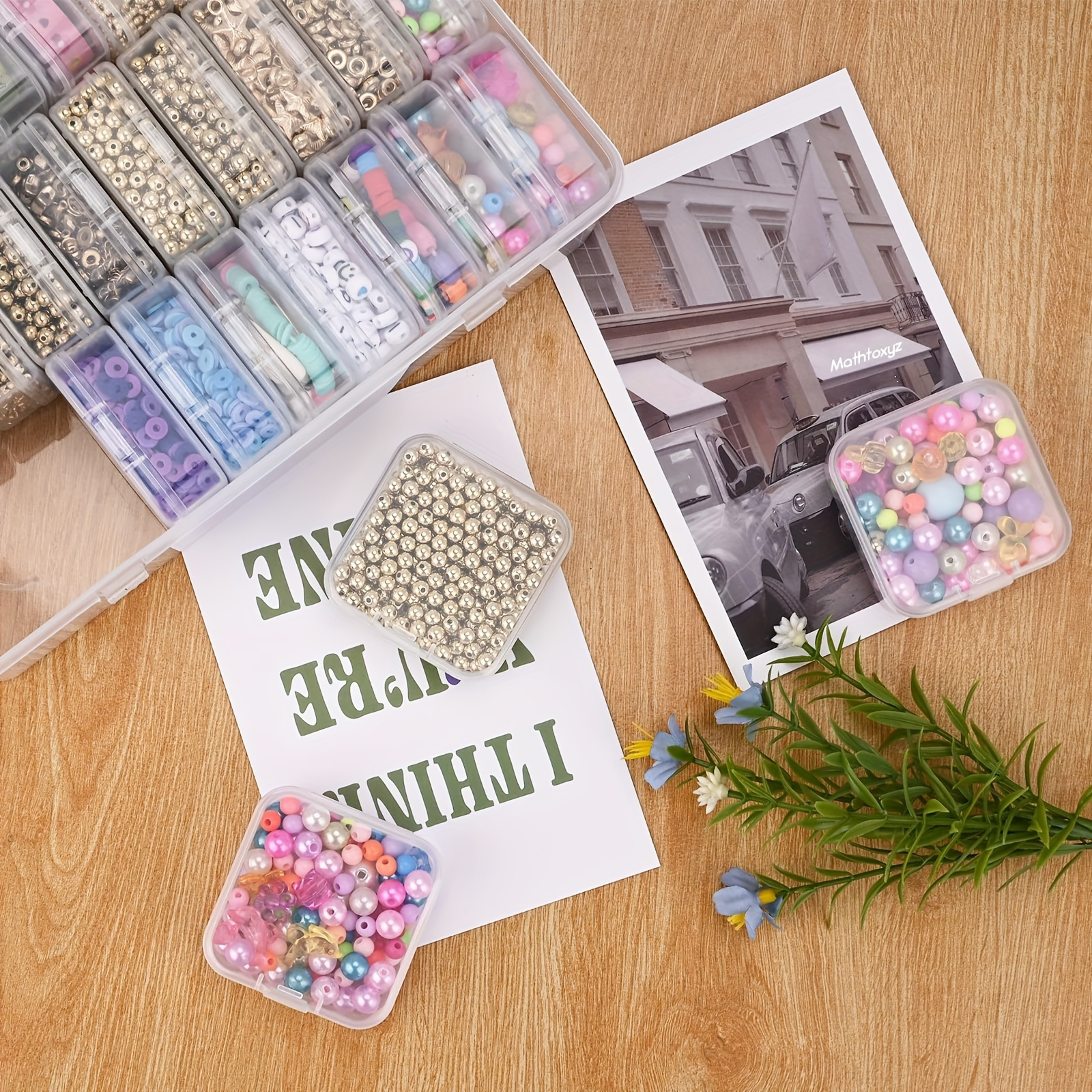 14/30pcs Plastic White Transparent Storage Box Set, Multifunctional, Portable, 14/30 Compartment, with Handicraft Organizer for Hair Accessories, Jewelry, Necklaces, Rings, DIY Handmade Rice Bead Sorting Container, Hardware Accessory Small Item Storage