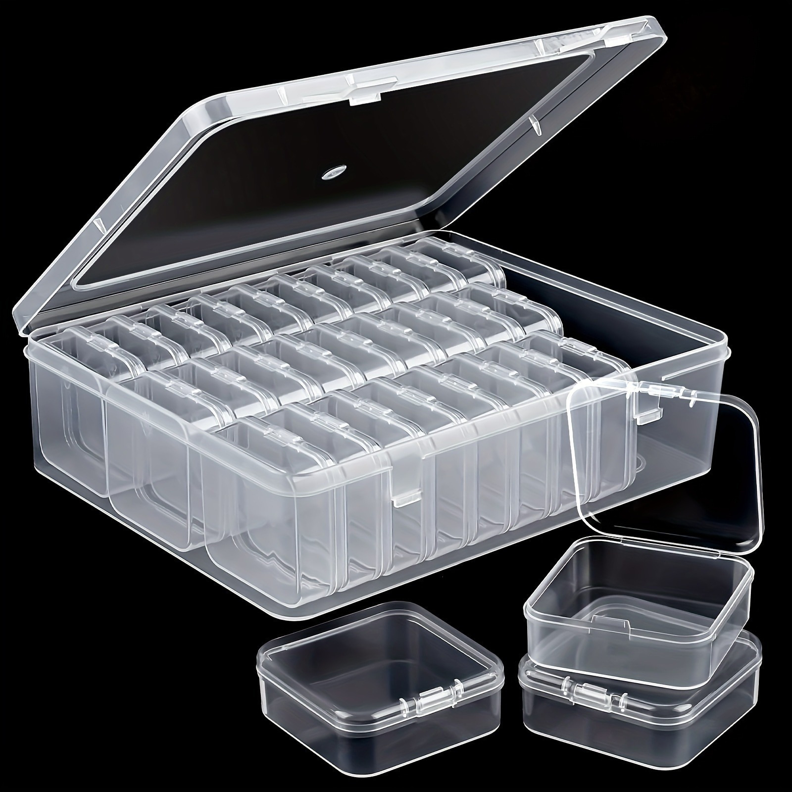 

30- Organizer Large Clear Plastic Storage - Hinged For , & Sewing Supplies