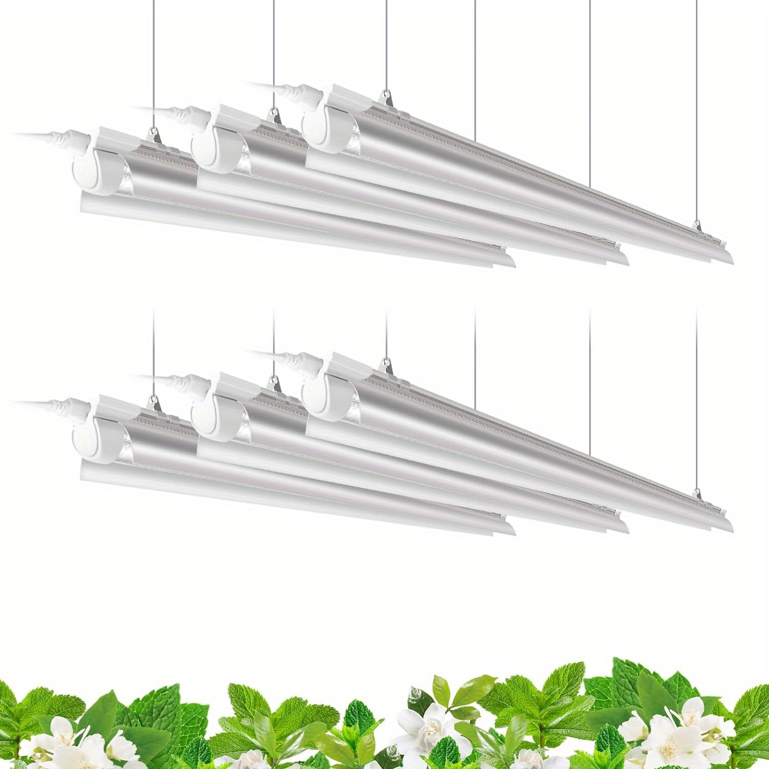 

6pcs Full Led Plant Grow Lights, 4ft 5000k White Light, 252w (6 X 42w), T8, With Adjustable Hanging Chains - Ideal For Indoor Plants, Greenhouses & , Us Plug, Grow Lights Indoor Plants