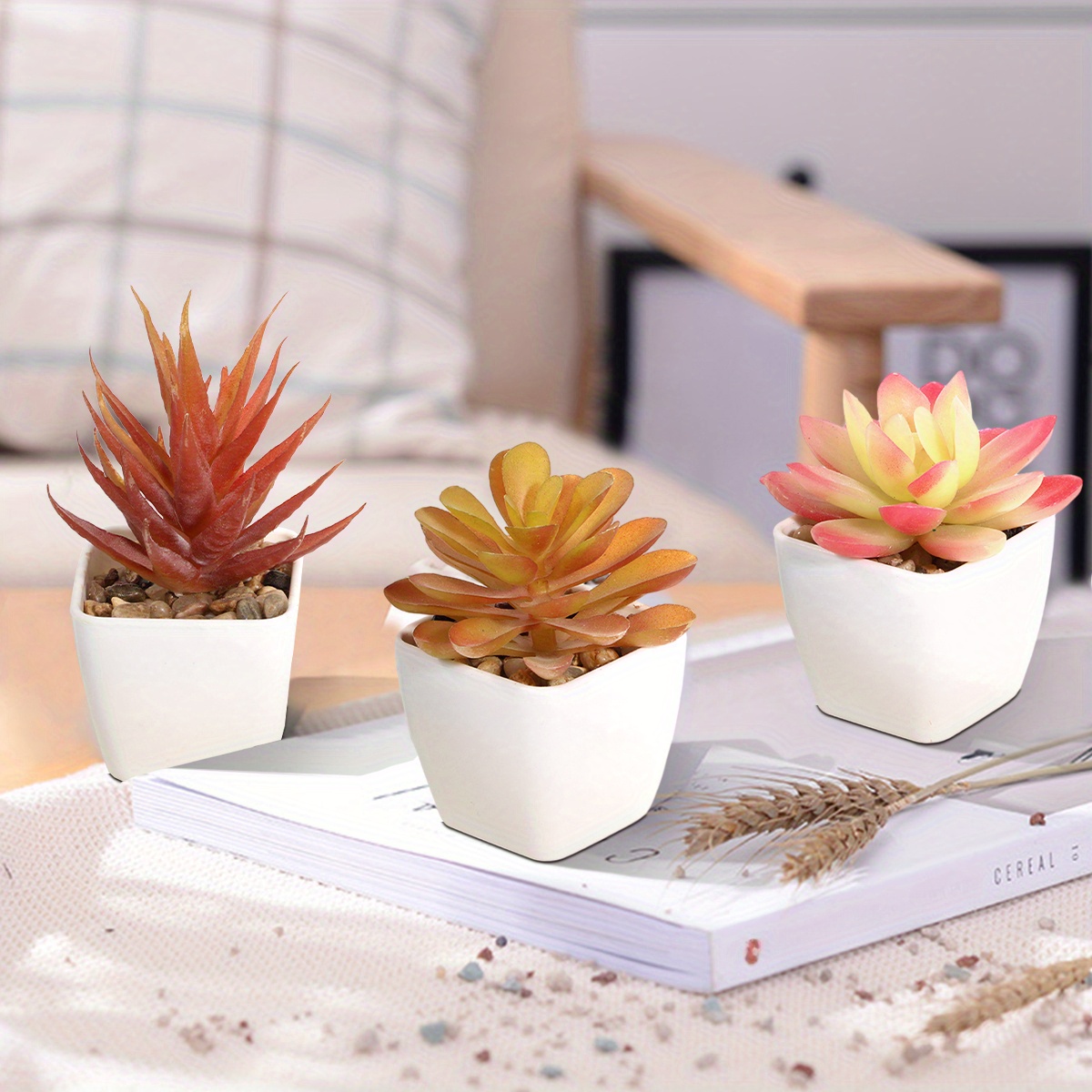 3個セット 人工多肉植物 シミュレートされたミニグリーン